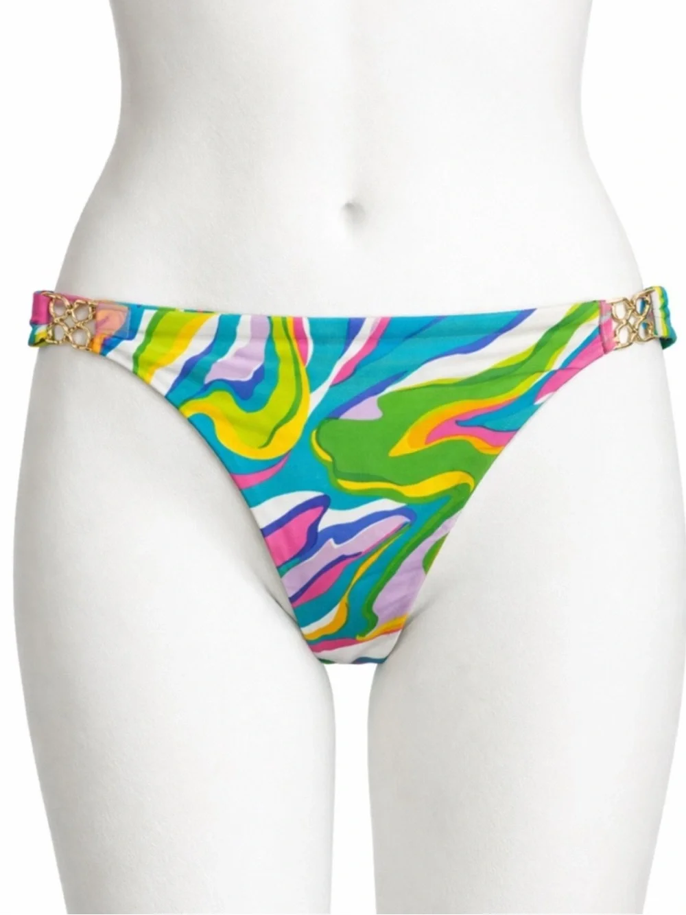 Trina Turk Vibrant Multi-Color Printed Bikini Bottoms - 8 Swimsuit Bottom⁠ HH